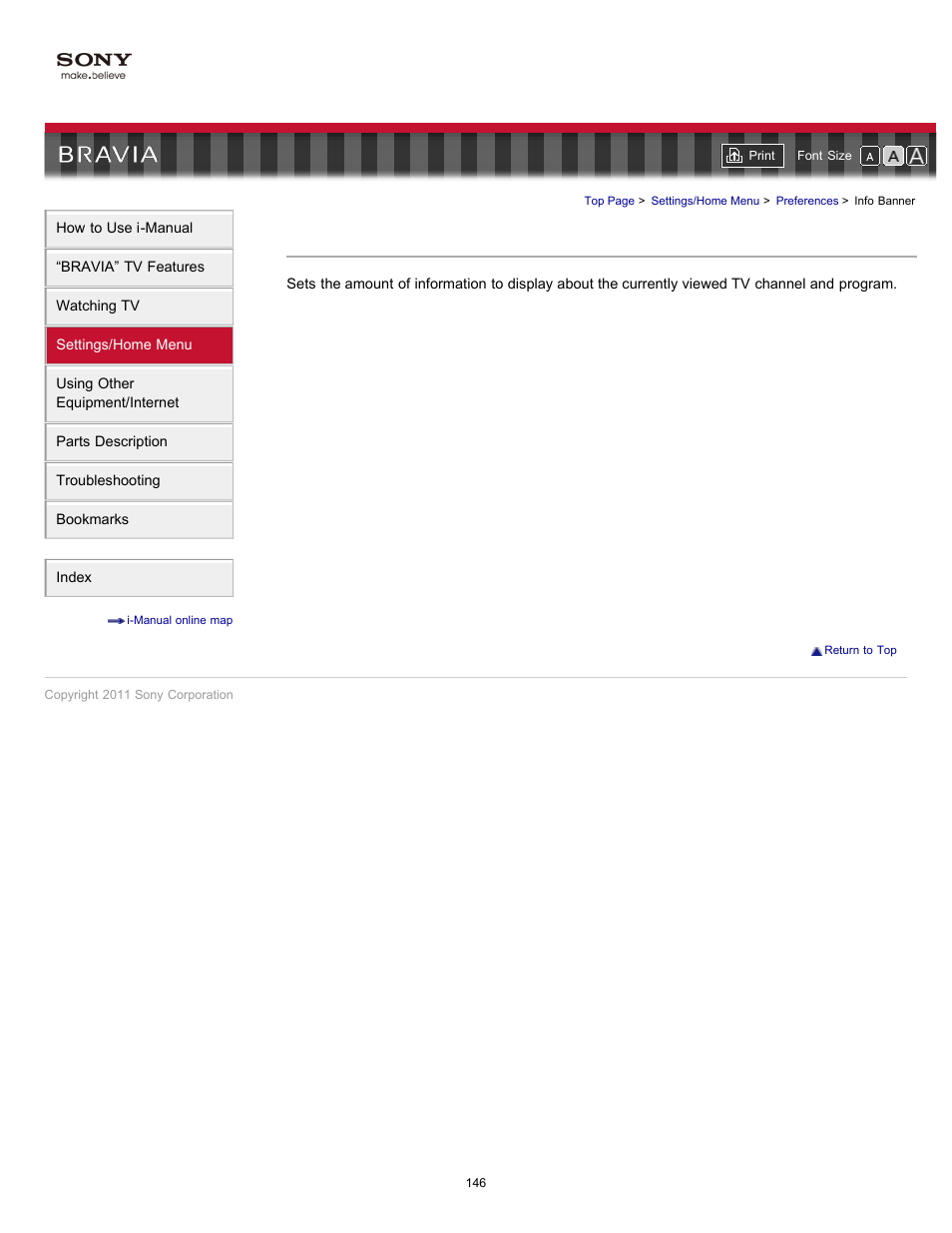 Info banner | Sony KDL-32EX729 User Manual | Page 146 / 173