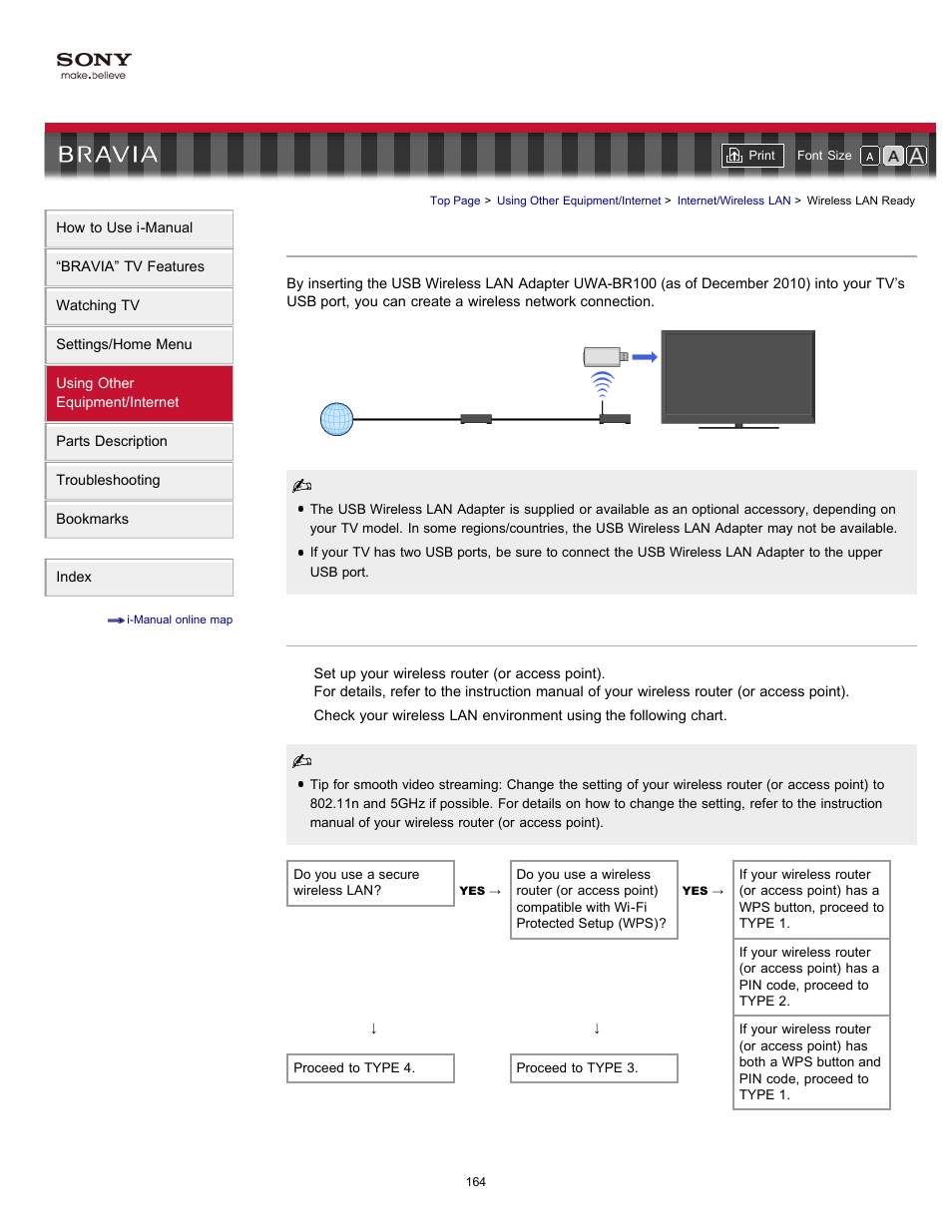 Wireless lan ready | Sony KDL-32EX729 User Manual | Page 164 / 173