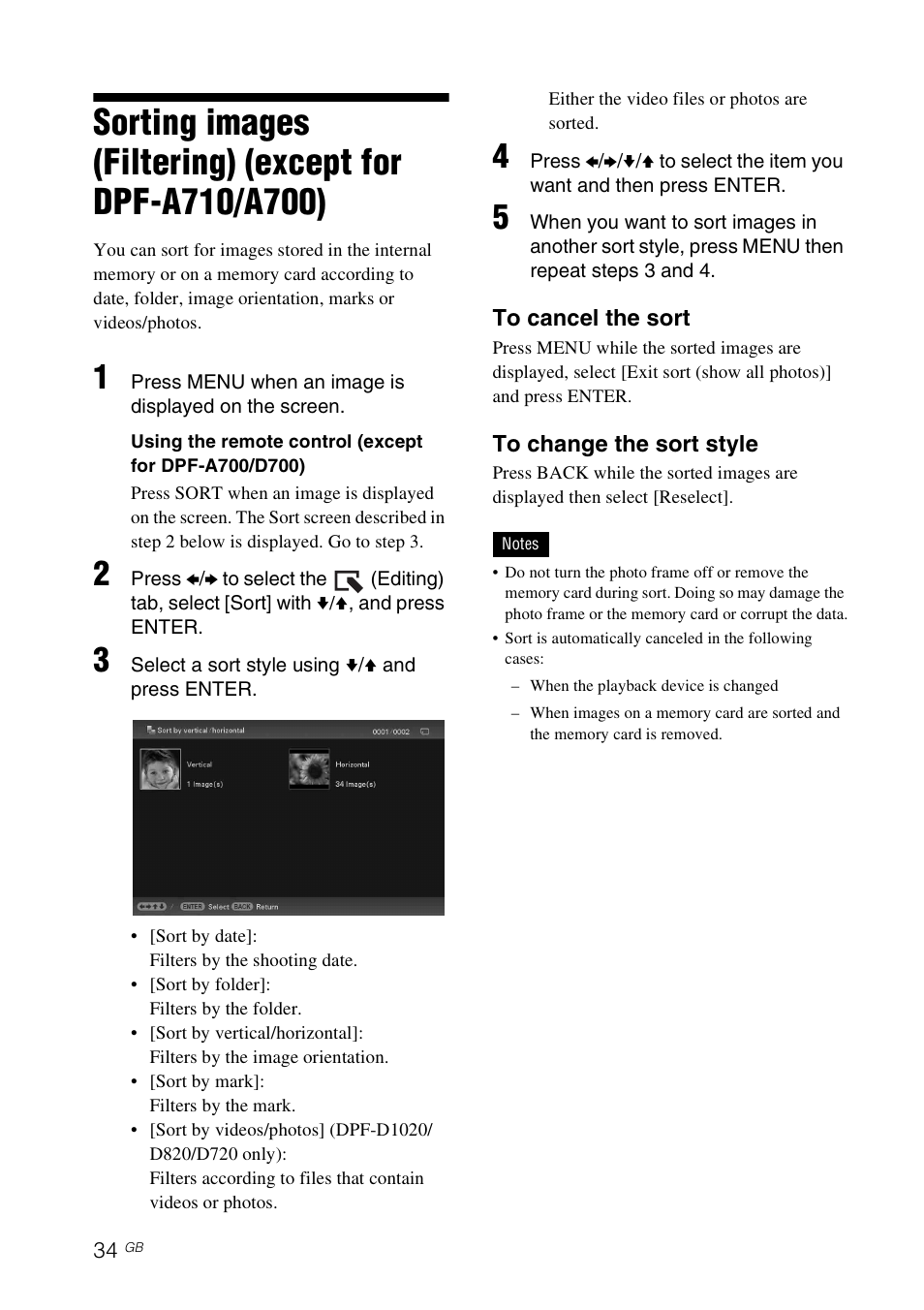 Sony DPF-D1010 User Manual | Page 34 / 55