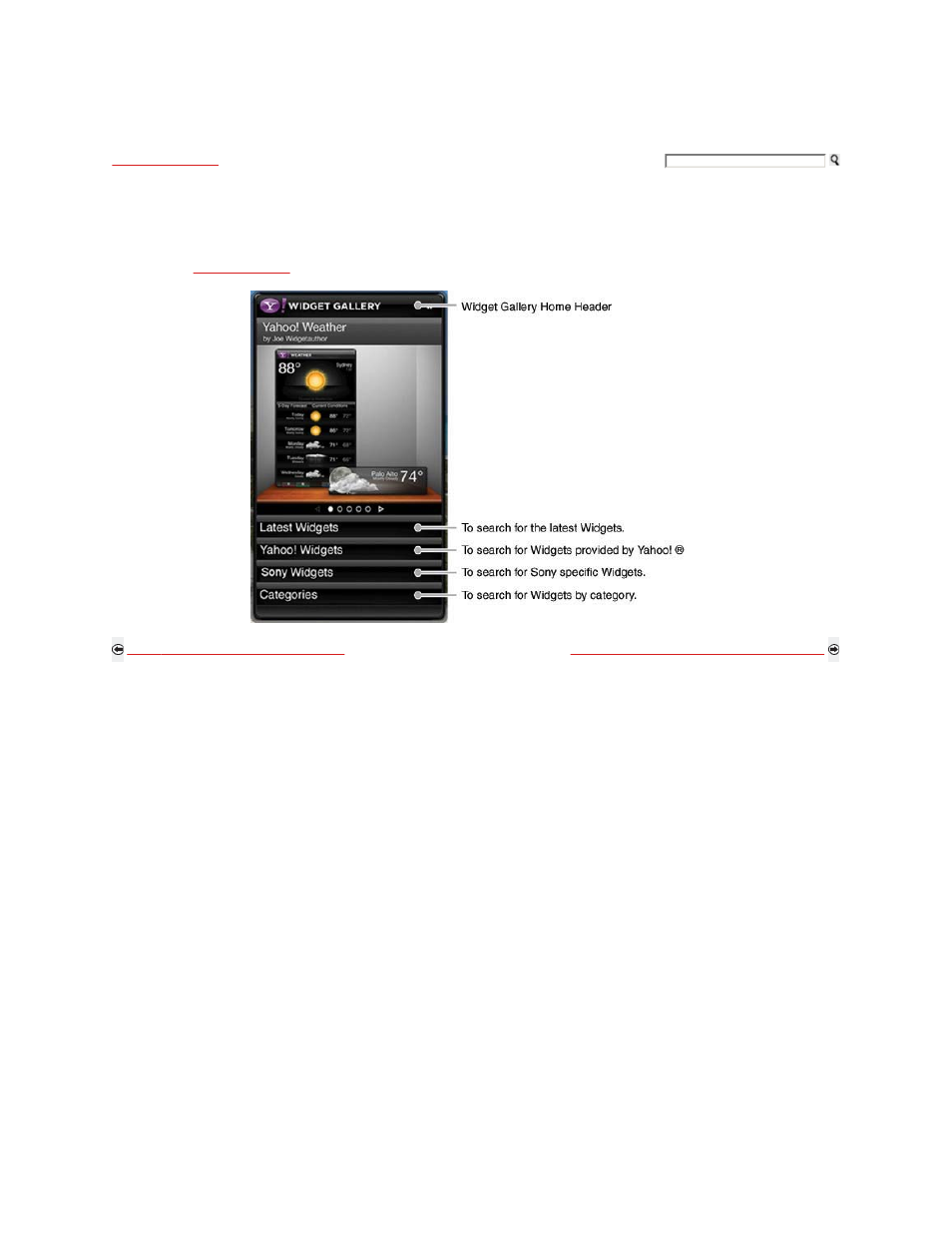 Bravia internet widgets, Widget gallery | Sony KDL-46W5100 User Manual | Page 106 / 324