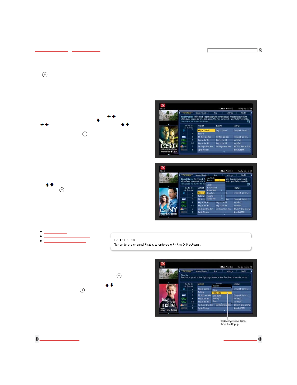 How to find a program from tv listings, How to use short cuts, Shortcut to prime time | Tv listings | Sony KDL-46W5100 User Manual | Page 144 / 324