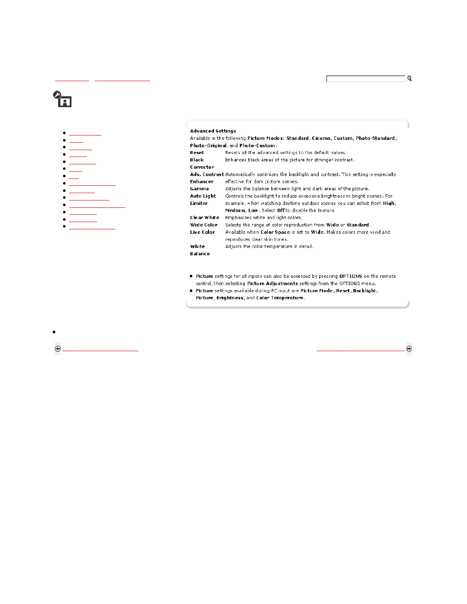 Picture & display, Picture adjustments | Sony KDL-46W5100 User Manual | Page 231 / 324