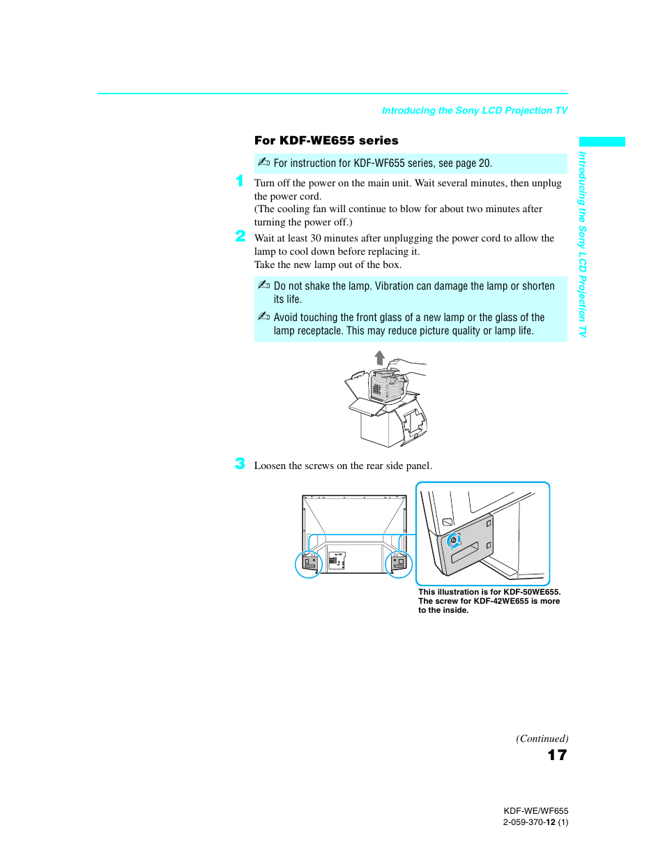 Sony KDF-55WF655 User Manual | Page 17 / 132