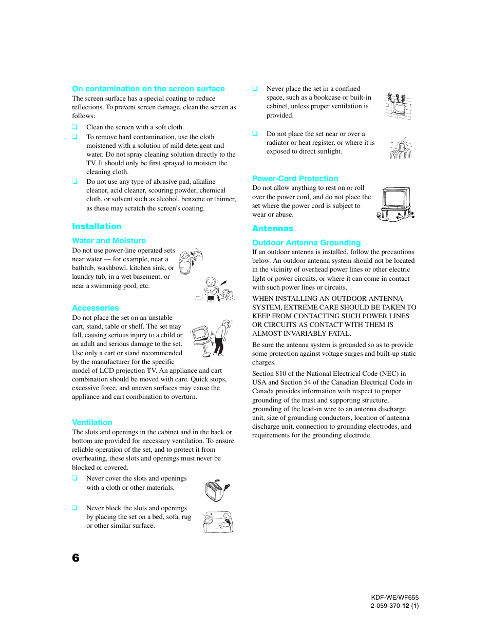 Sony KDF-55WF655 User Manual | Page 6 / 132