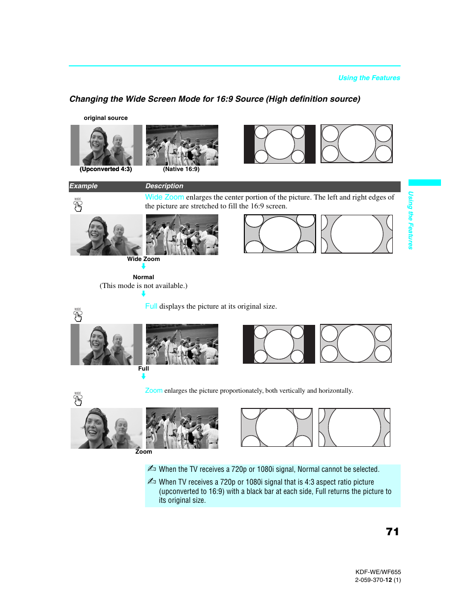 Sony KDF-55WF655 User Manual | Page 71 / 132