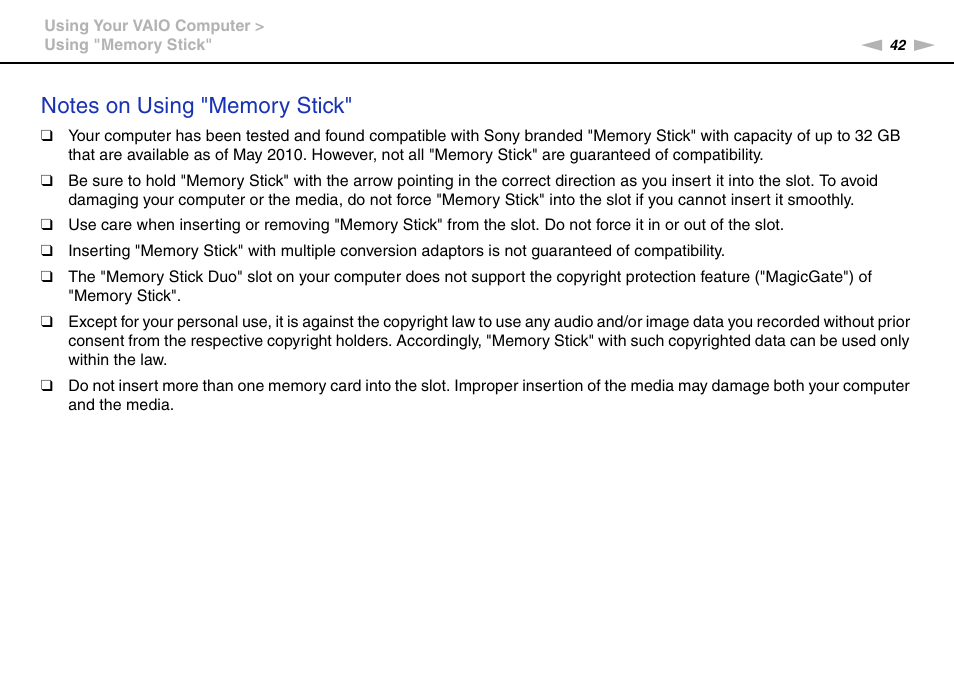 Sony VPCYB35KX User Manual | Page 42 / 145