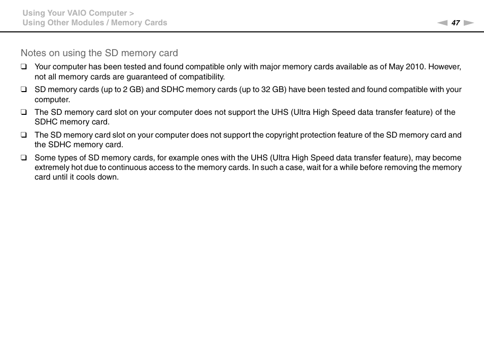 Sony VPCYB35KX User Manual | Page 47 / 145
