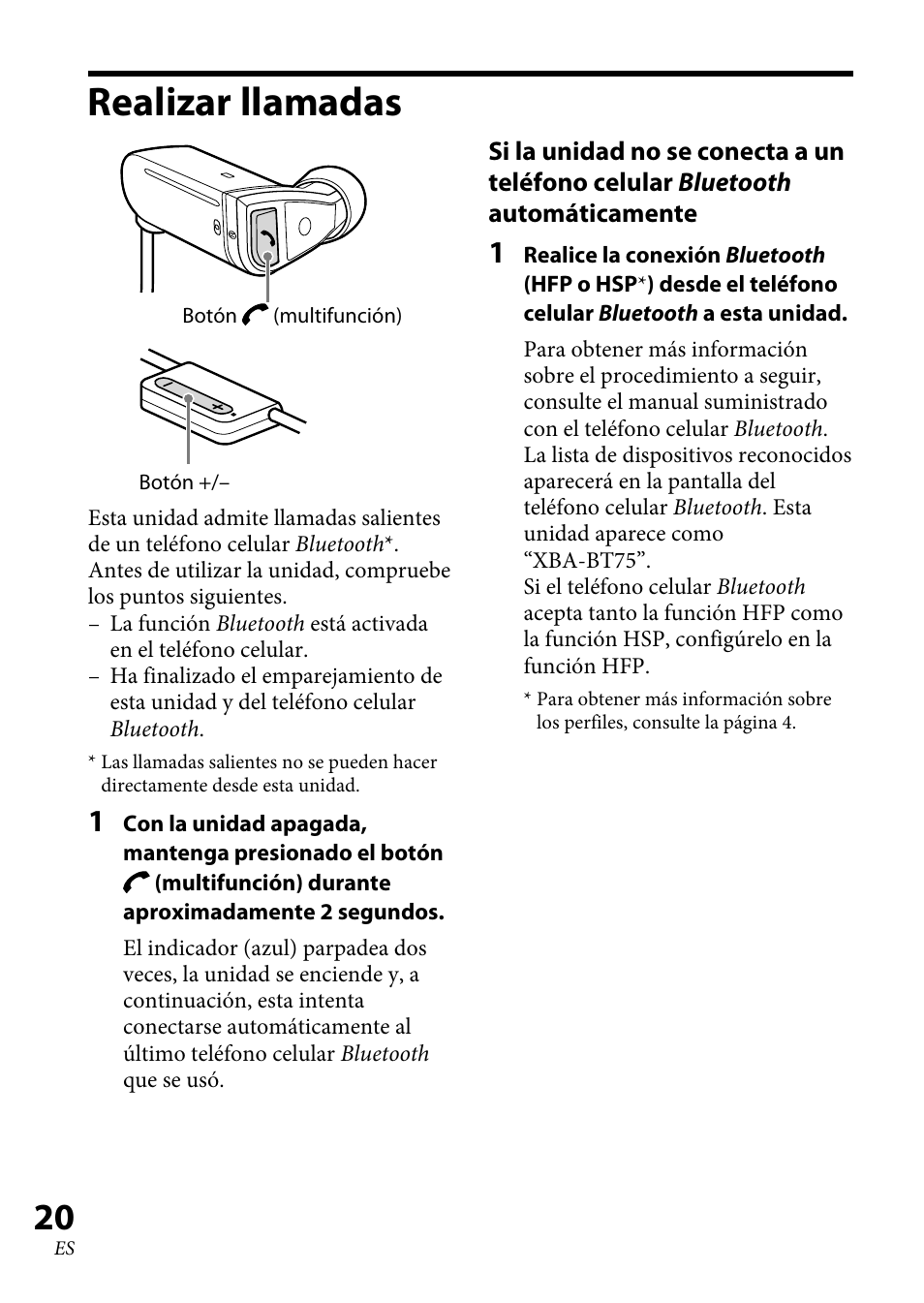 Realizar llamadas, Realizar llamadas.................. 0 | Sony XBA-BT75 User Manual | Page 52 / 64