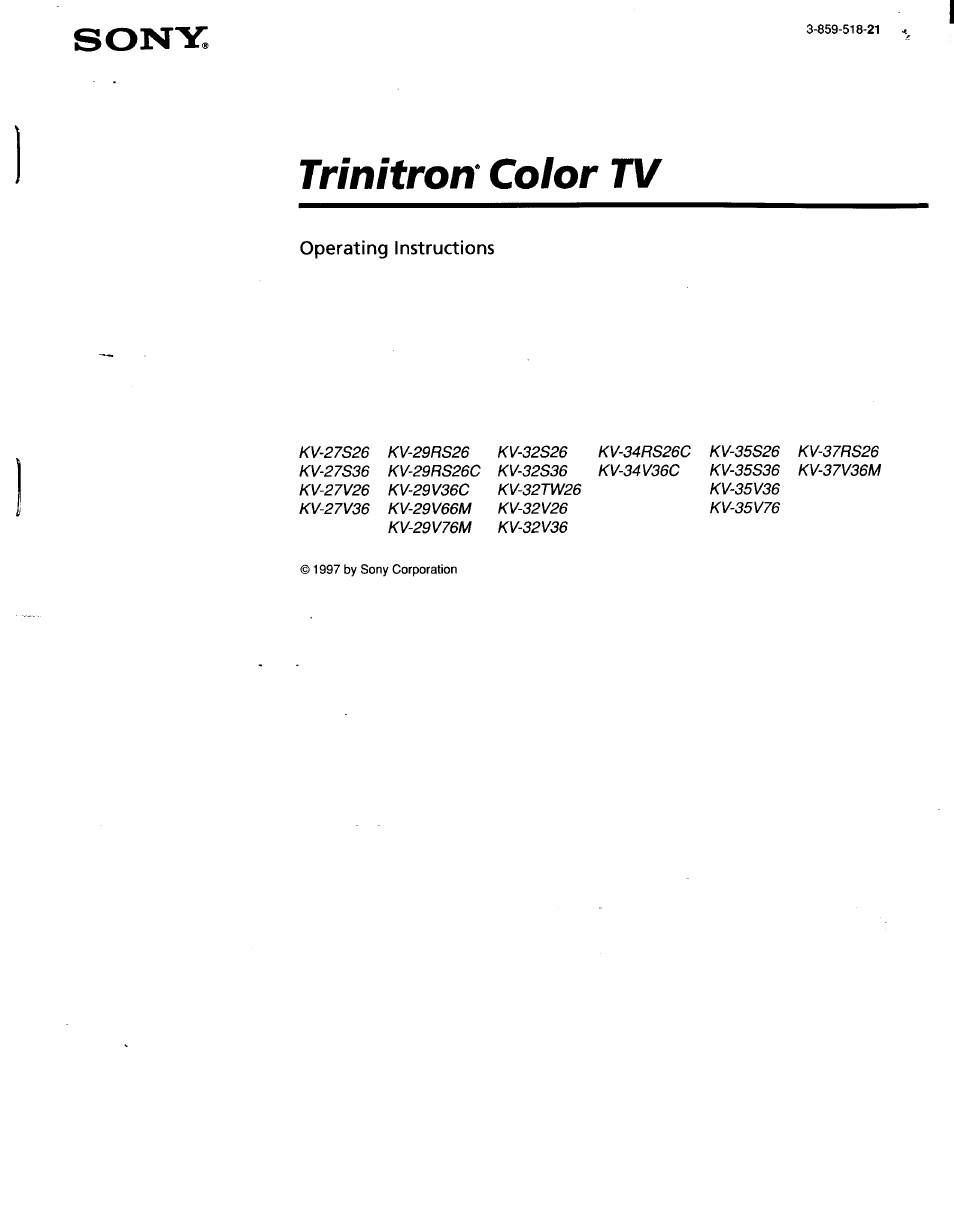 Sony KV-32V26 User Manual | 36 pages