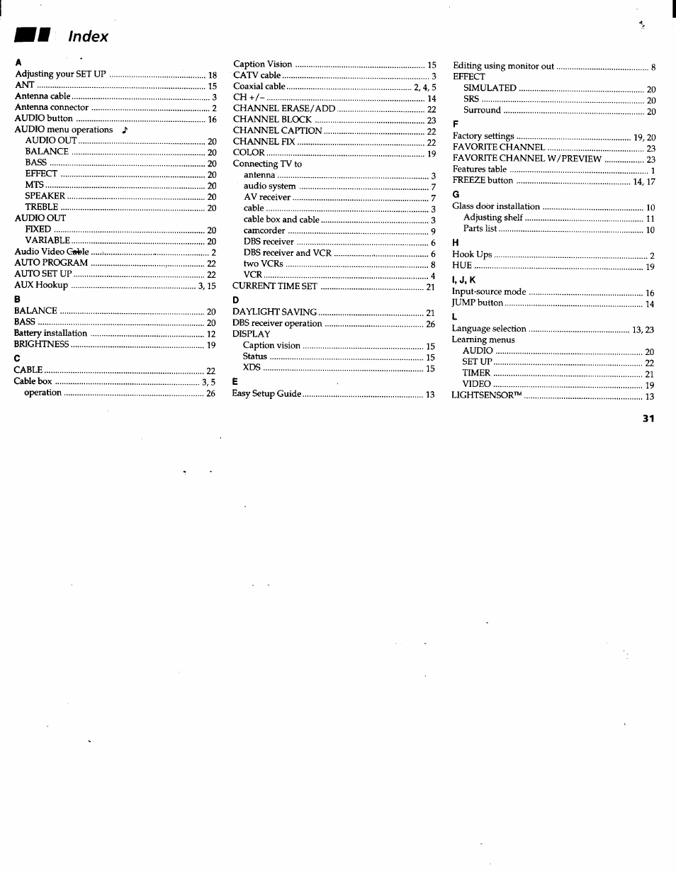 Ik index | Sony KV-32V26 User Manual | Page 35 / 36