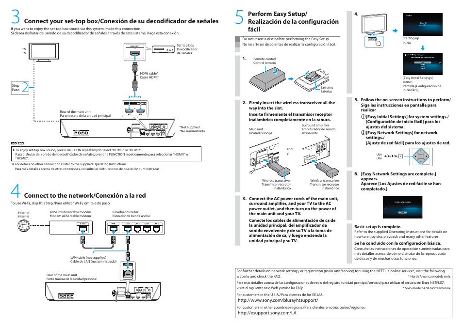 Connect to the network/conexión a la red | Sony BDV-N8100W User Manual | Page 2 / 2