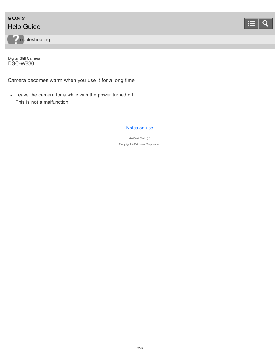 Help guide | Sony DSC-W830 User Manual | Page 246 / 254