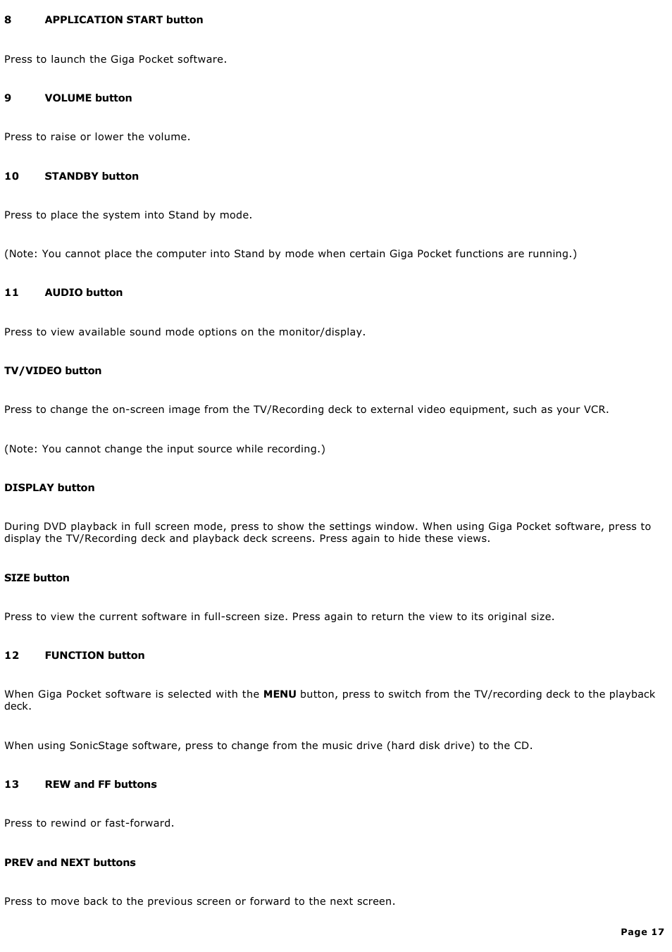 Sony PCV-RS423P User Manual | Page 17 / 146