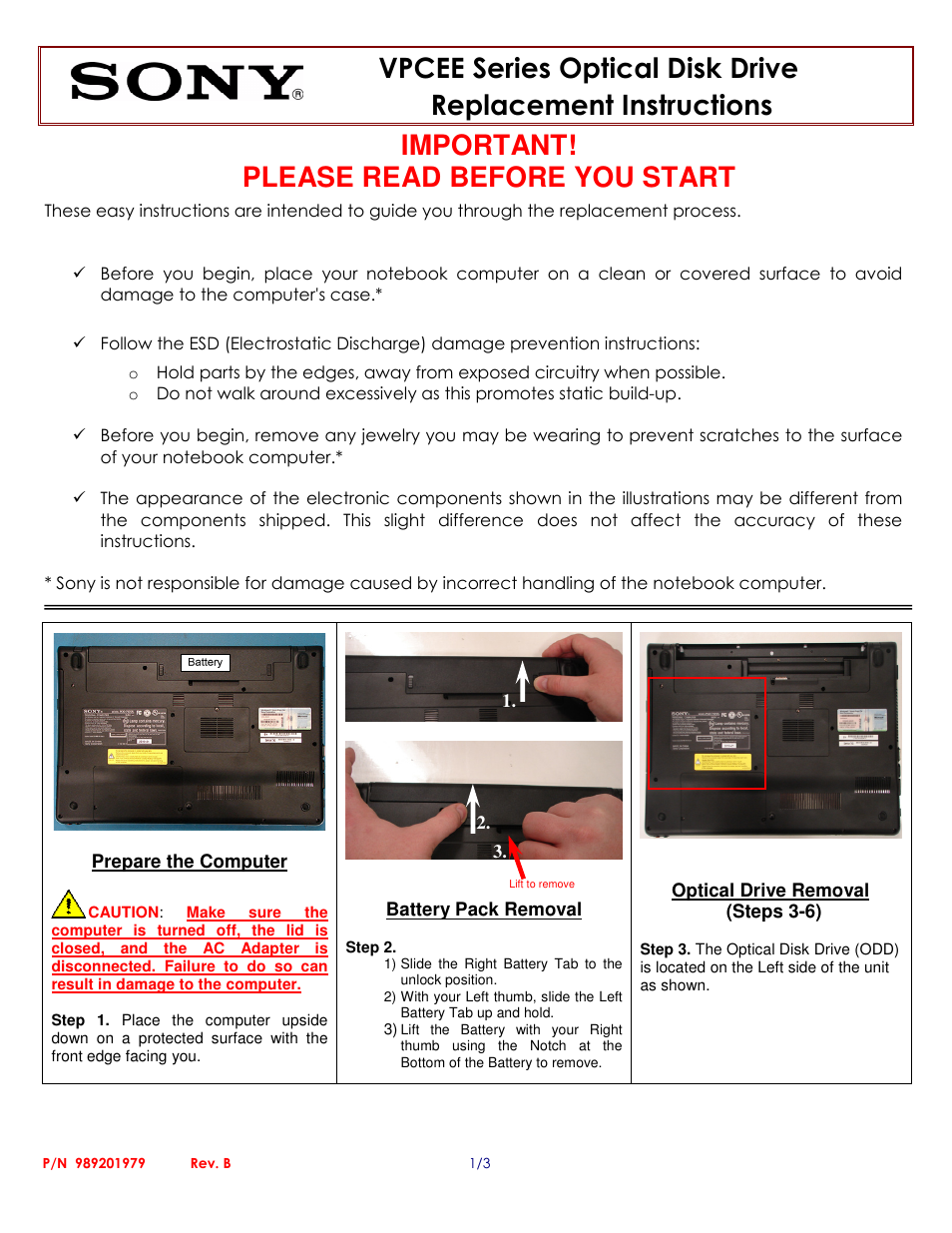 Sony VPCEE3WFX User Manual | 3 pages