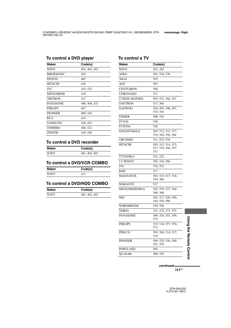 Sony STR-DN1020 User Manual | Page 111 / 132
