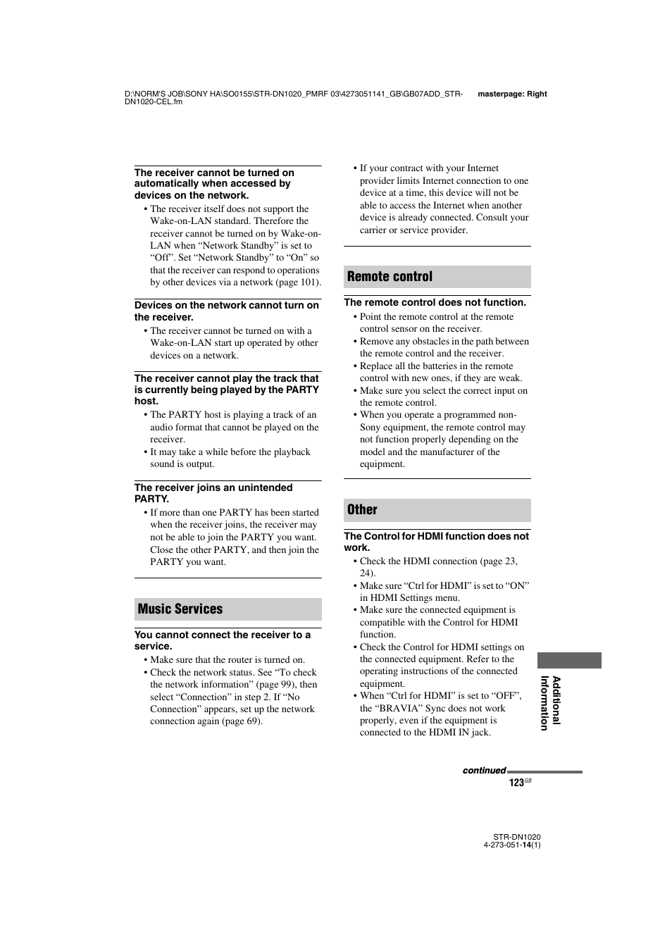 Music services remote control other | Sony STR-DN1020 User Manual | Page 123 / 132