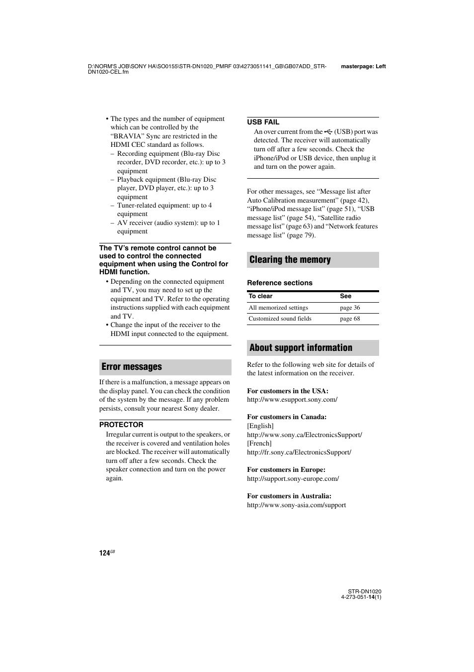 About support information | Sony STR-DN1020 User Manual | Page 124 / 132