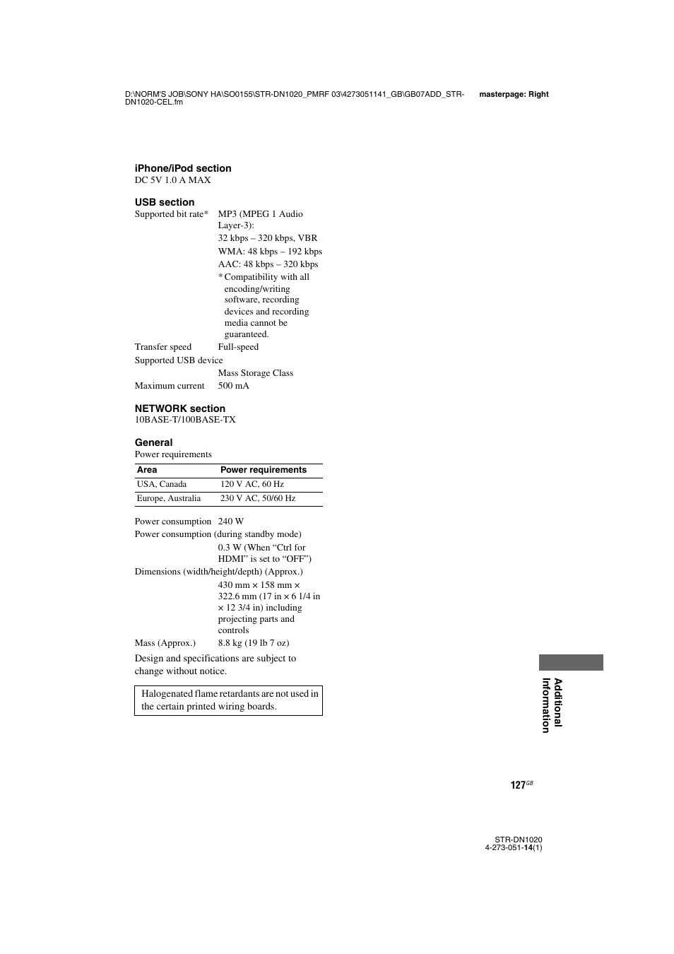 Sony STR-DN1020 User Manual | Page 127 / 132