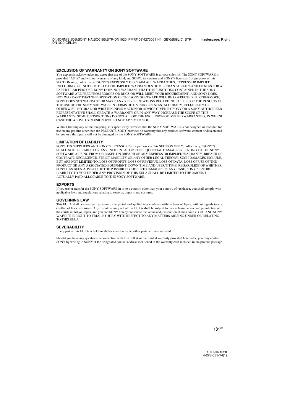 Sony STR-DN1020 User Manual | Page 131 / 132