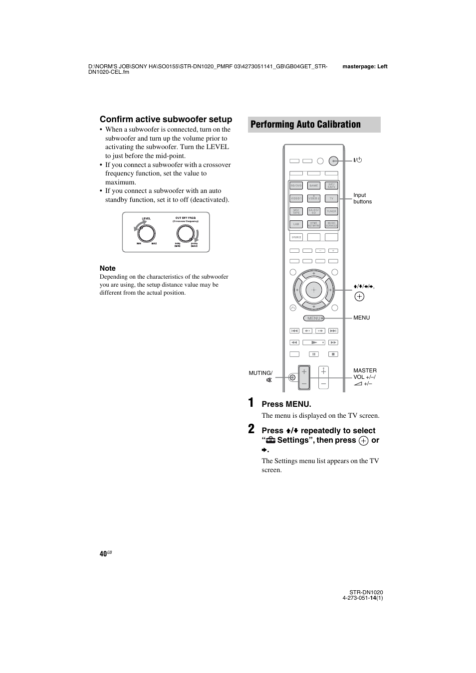 Performing auto calibration | Sony STR-DN1020 User Manual | Page 40 / 132