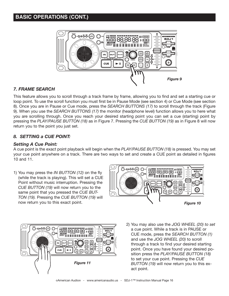 Basic operations (cont.) | American Audio SDJ-1 User Manual | Page 16 / 30