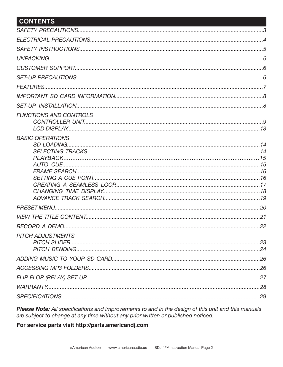American Audio SDJ-1 User Manual | Page 2 / 30