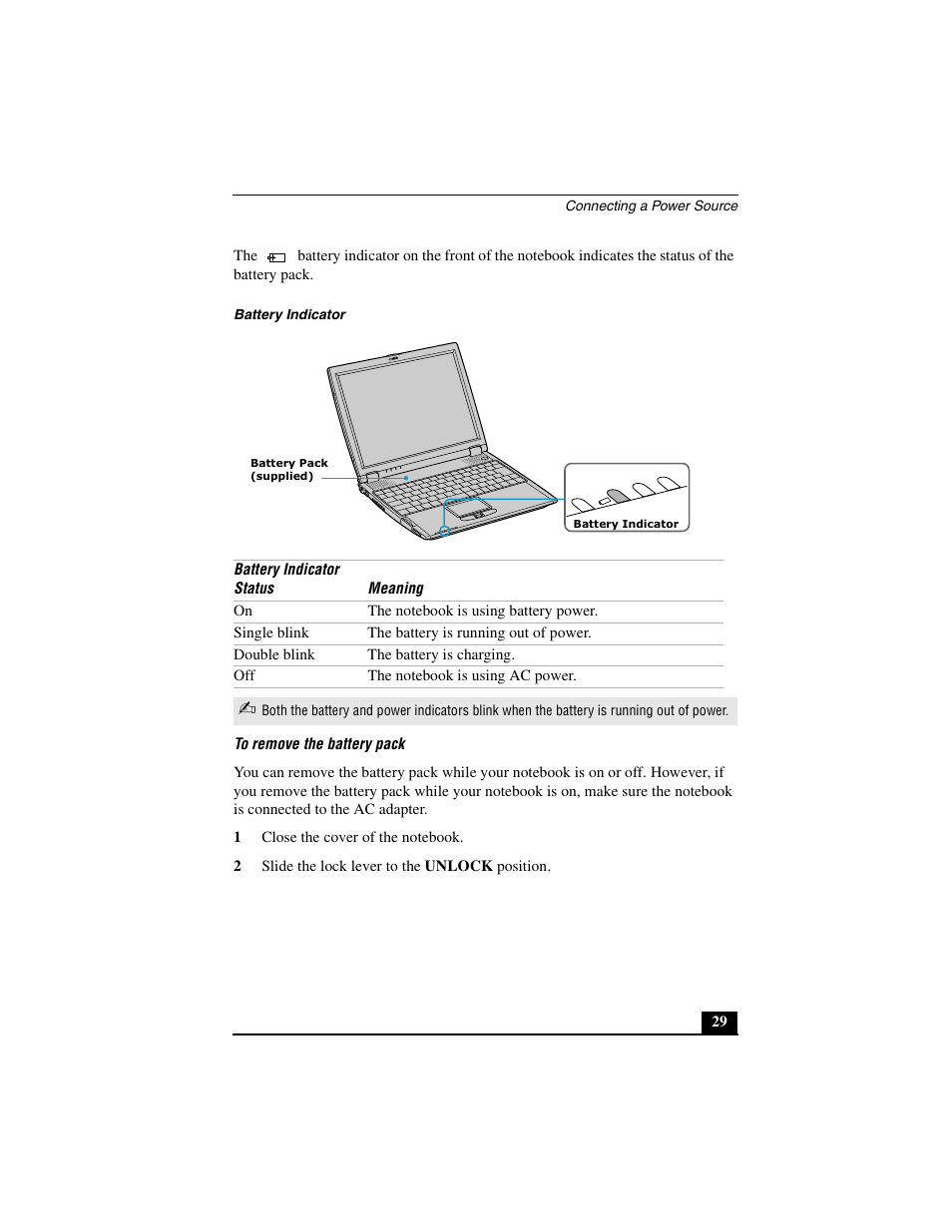 To remove the battery pack | Sony PCG-R505JL User Manual | Page 29 / 86