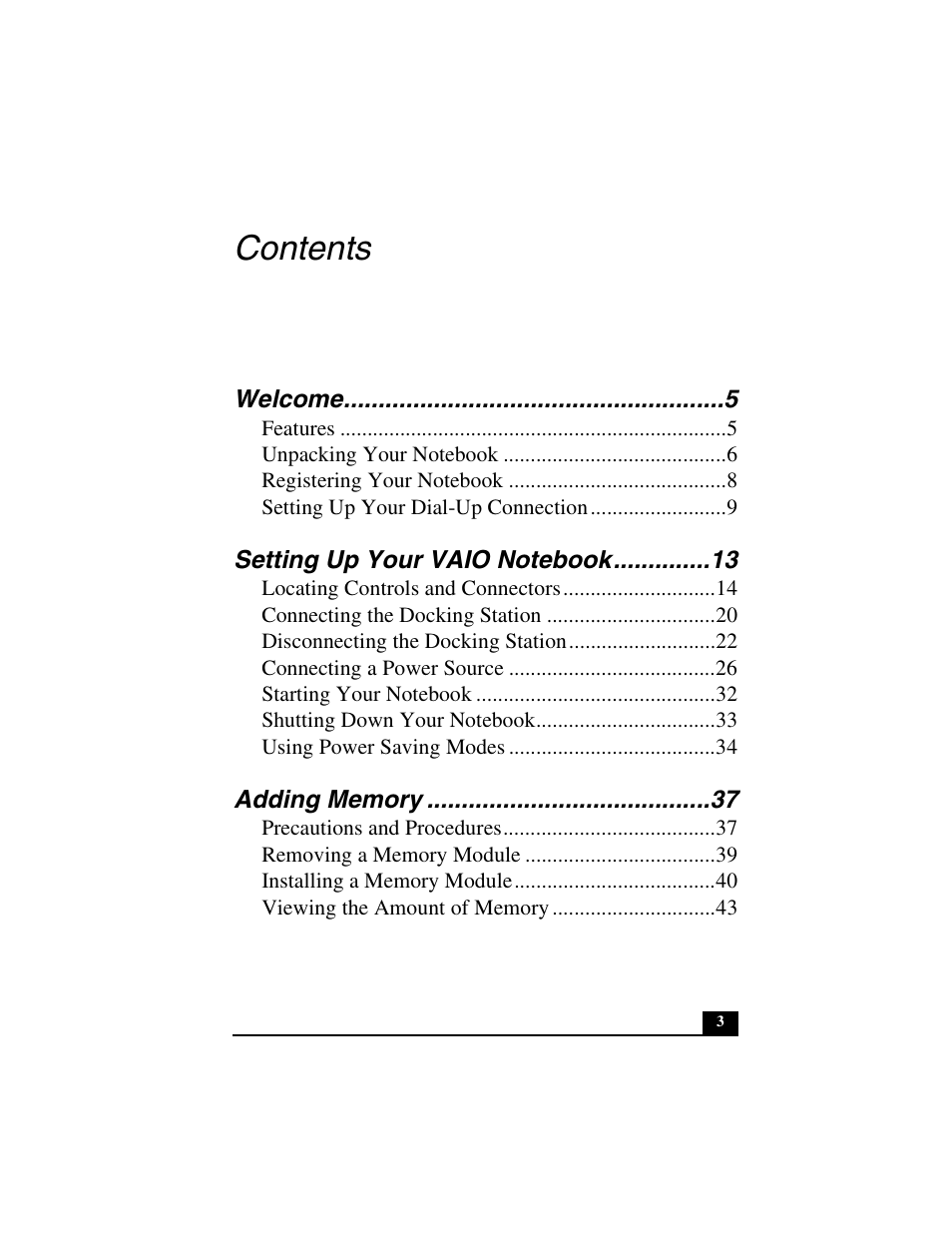 Sony PCG-R505JL User Manual | Page 3 / 86