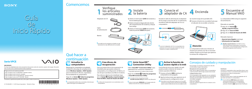 Sony VAIO VPCE Series User Manual | 2 pages