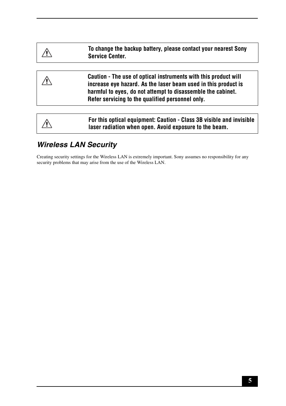 Wireless lan security | Sony VGC-JS140N User Manual | Page 5 / 24