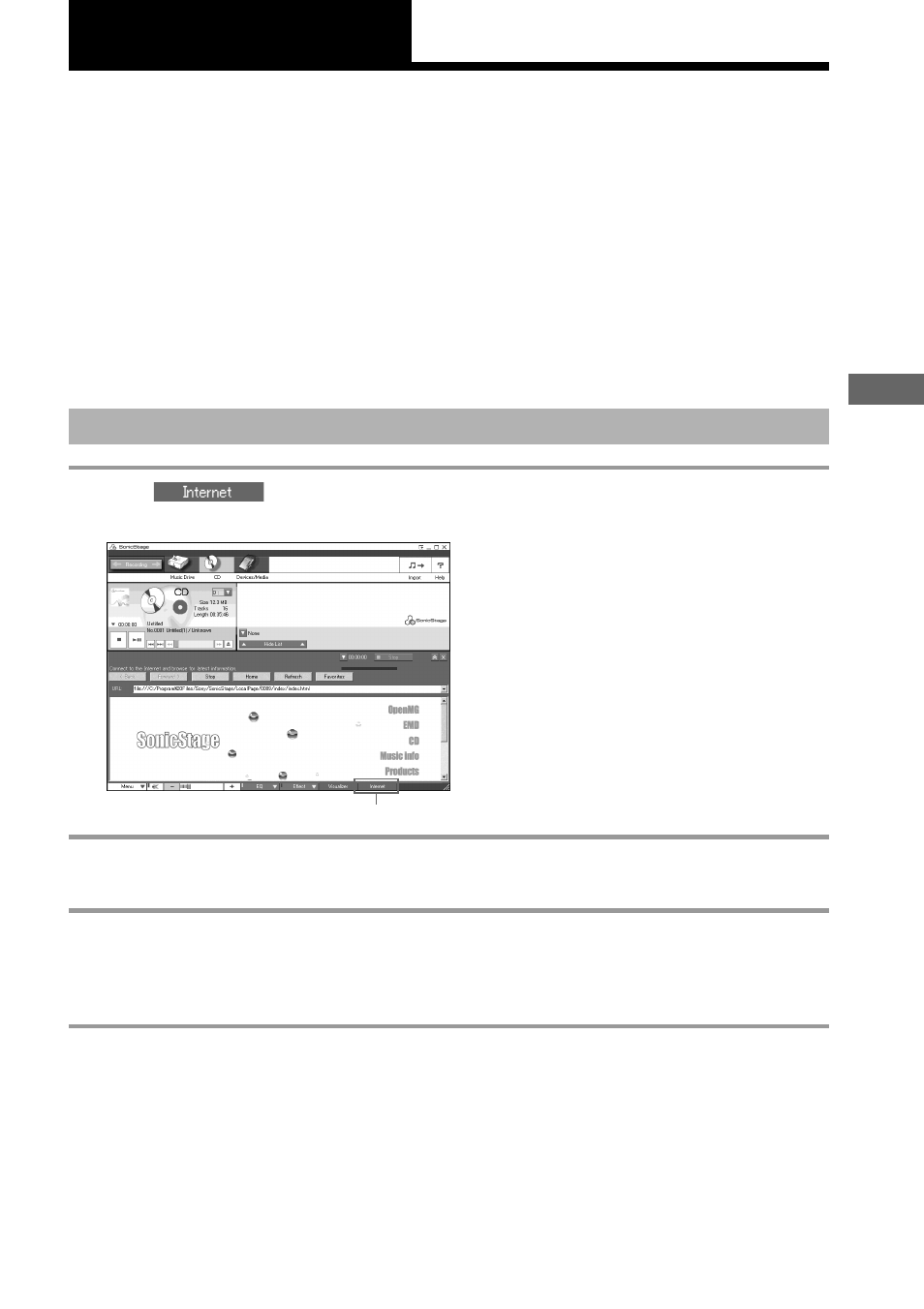 Advanced operations, Using an emd service, Downloading audio files from emd service | Sites to your computer using an emd service | Sony MZ-NE410 User Manual | Page 23 / 36