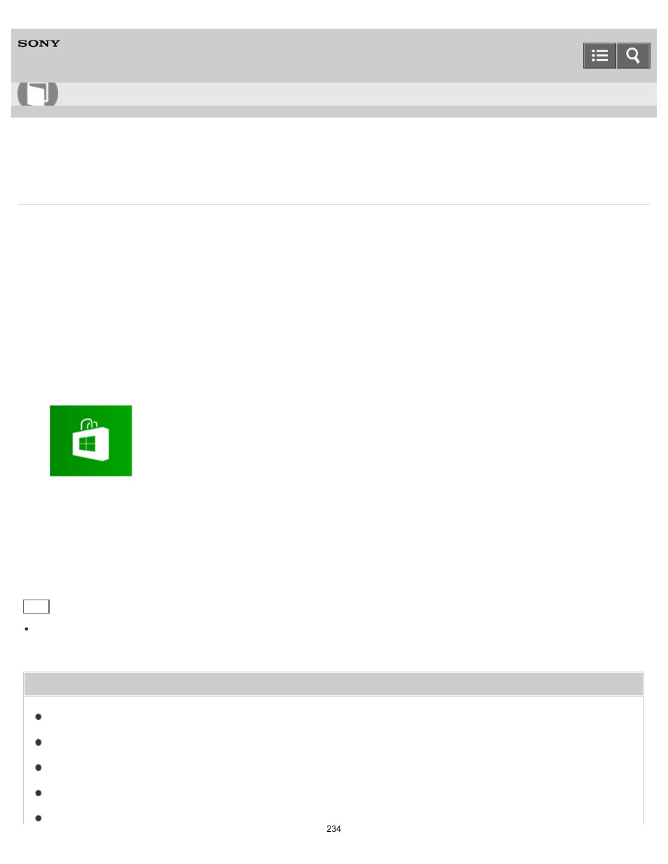 Installing apps from windows store, You can install apps from windows store, User guide | Sony SVT21223CYB User Manual | Page 234 / 475