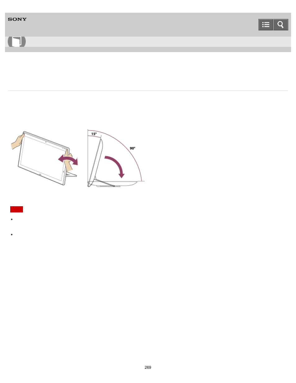 Adjusting the angle of your vaio computer, Choose which angle to position your computer, User guide | Sony SVT21223CYB User Manual | Page 269 / 475