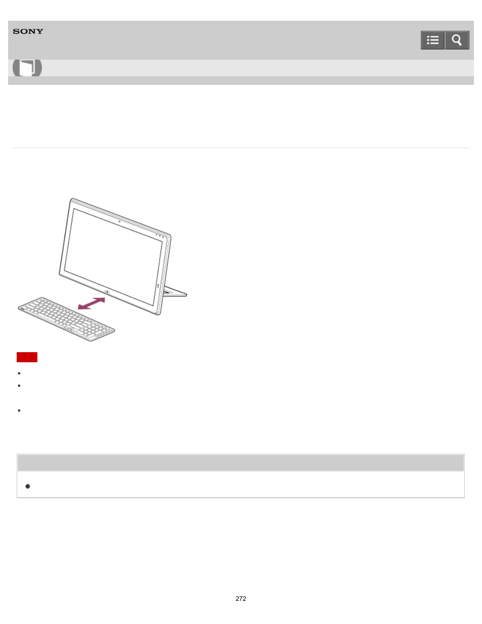 About the usage environment for the keyboard, User guide | Sony SVT21223CYB User Manual | Page 272 / 475