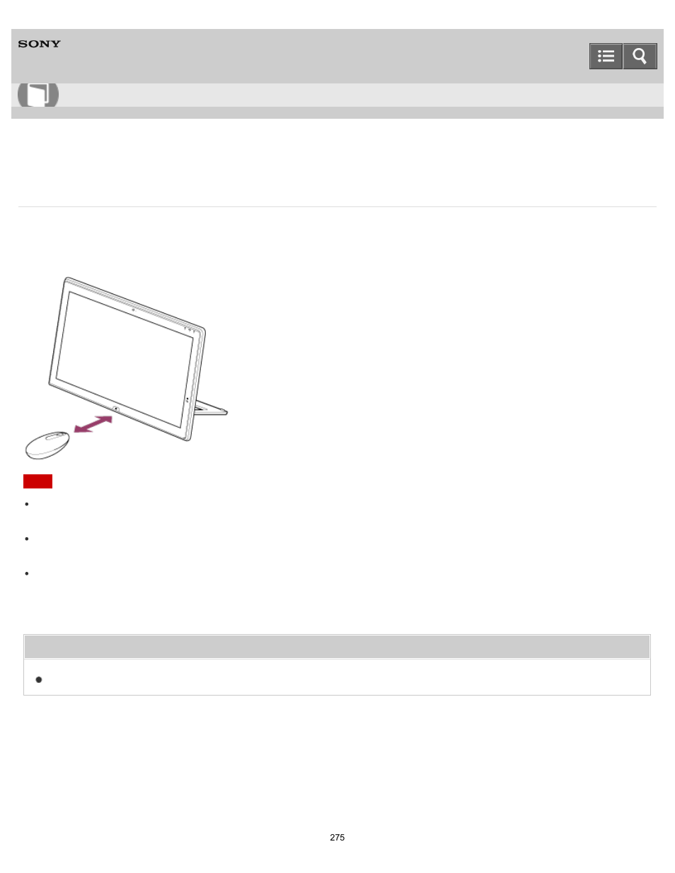 About the usage environment for the mouse, User guide | Sony SVT21223CYB User Manual | Page 275 / 475