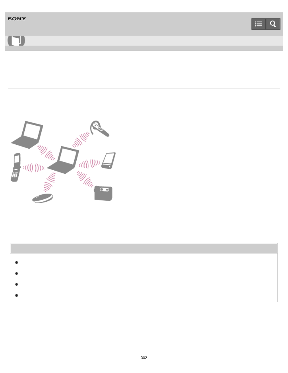 About the bluetooth(r) function, User guide | Sony SVT21223CYB User Manual | Page 302 / 475