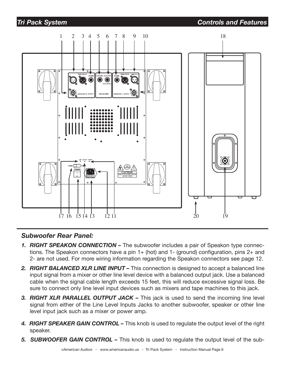 American Audio Tri Pack System User Manual | Page 6 / 15