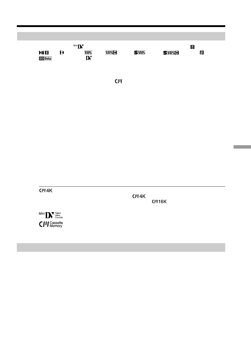Usable cassettes | Sony DCR-PC5 User Manual | Page 125 / 156