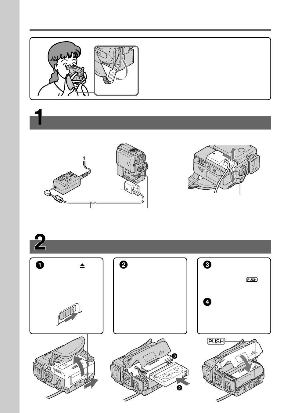 Quick start guide, Connecting the power cord, Inserting a cassette | Sony DCR-PC5 User Manual | Page 6 / 156