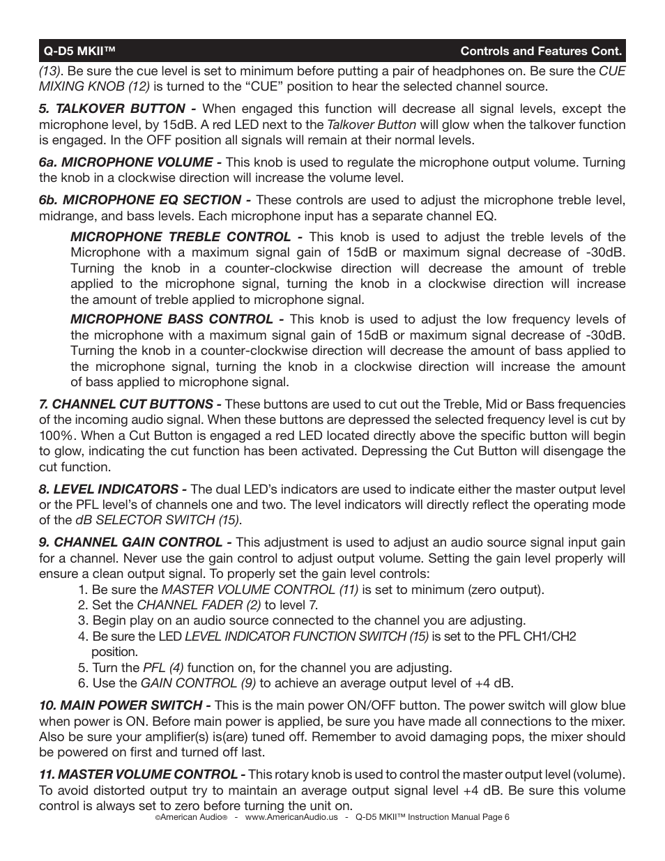 American Audio Q-D5 User Manual | Page 6 / 16