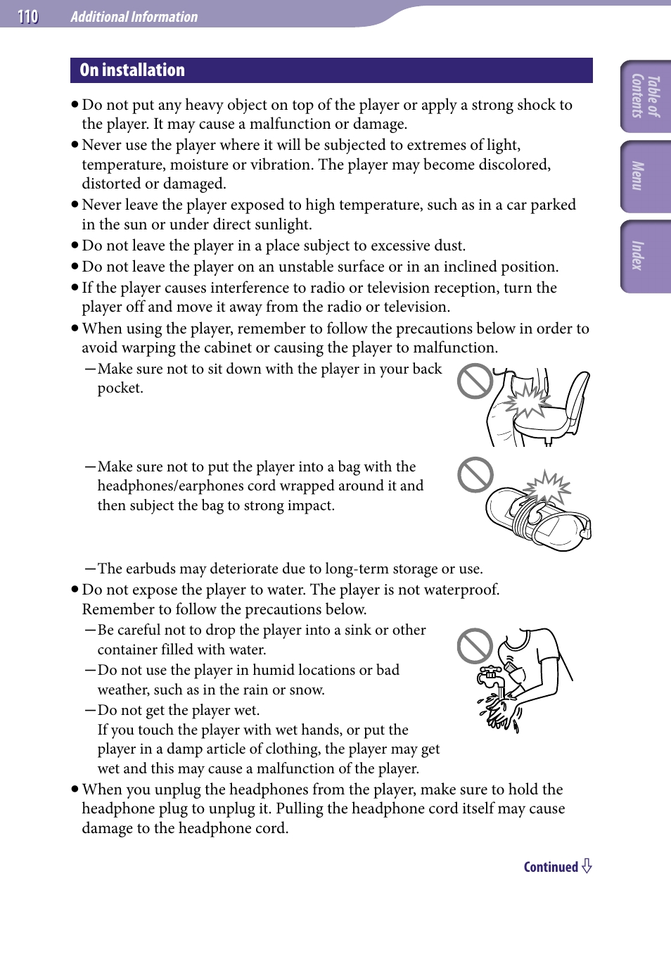 On installation | Sony NWZ-E436FBLK User Manual | Page 110 / 126