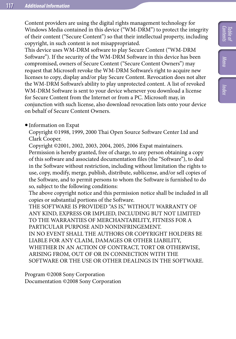 Sony NWZ-E436FBLK User Manual | Page 117 / 126