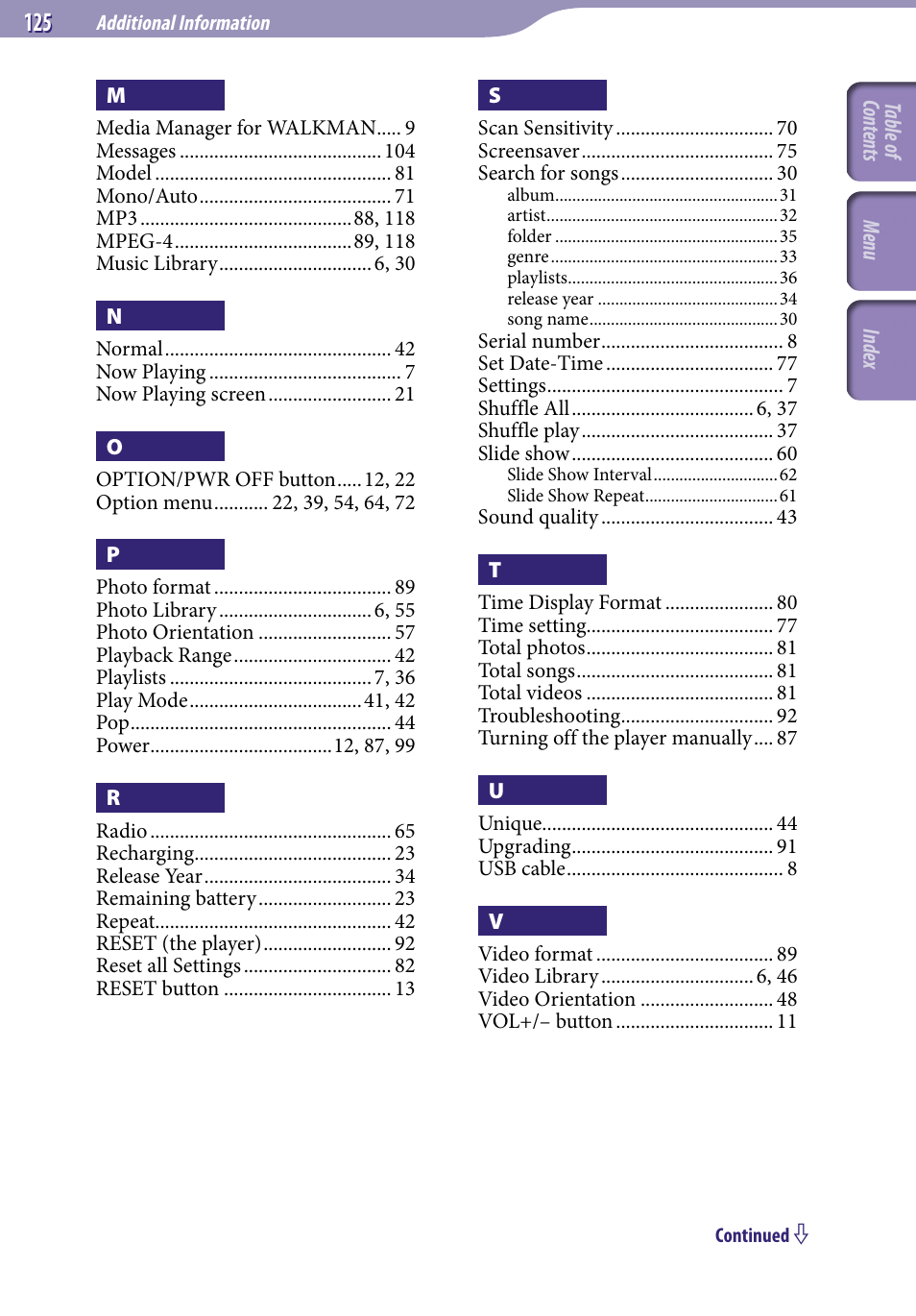 Sony NWZ-E436FBLK User Manual | Page 125 / 126