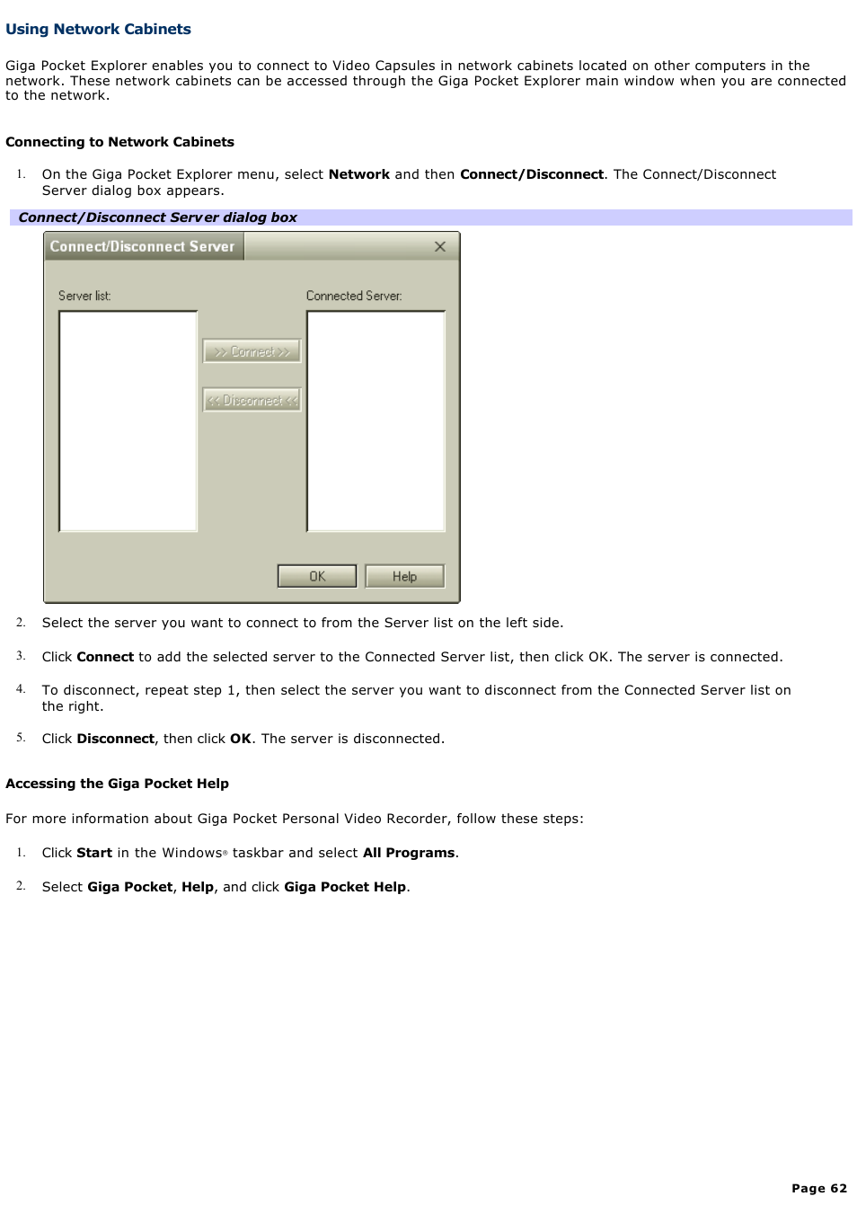 Using network cabinets | Sony PCV-RS431 User Manual | Page 62 / 146