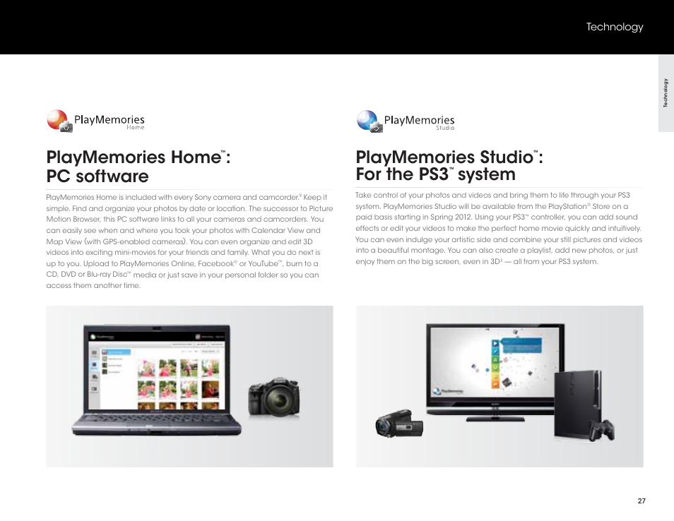 Pc software, For the ps3, System | Sony DSC-HX200V User Manual | Page 27 / 73