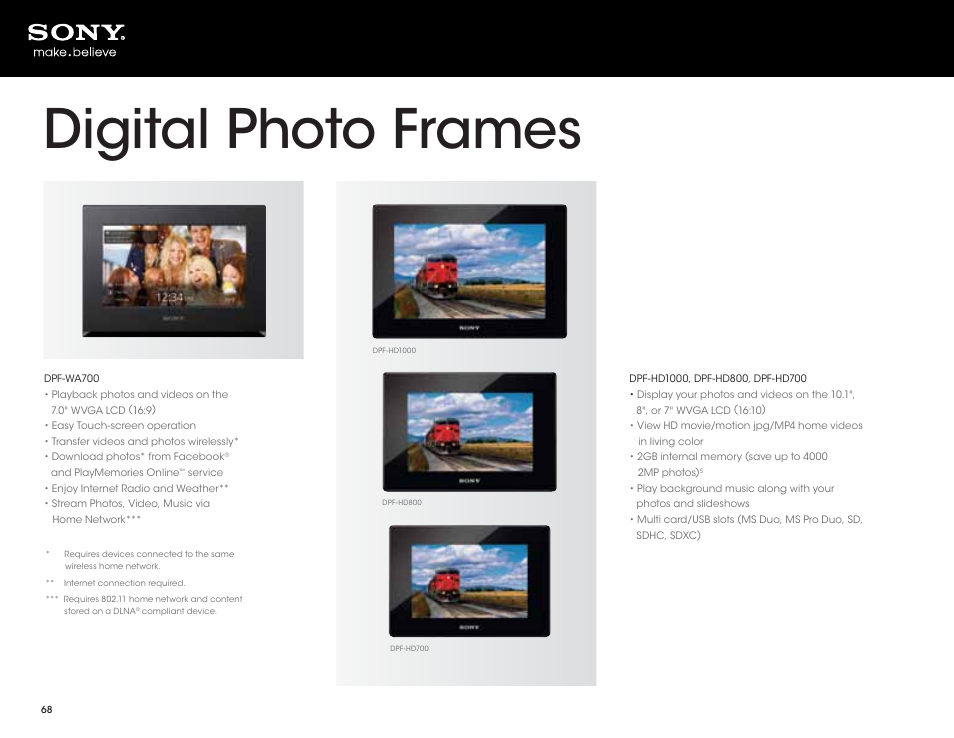 Digital photo frames | Sony DSC-HX200V User Manual | Page 68 / 73