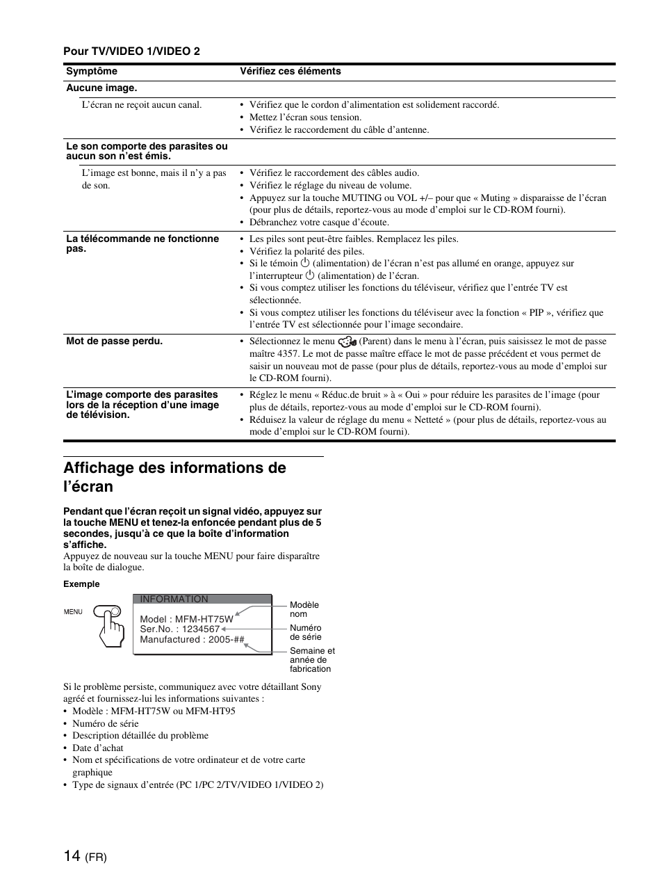 Affichage des informations de l’écran | Sony MFM-HT95 User Manual | Page 28 / 44