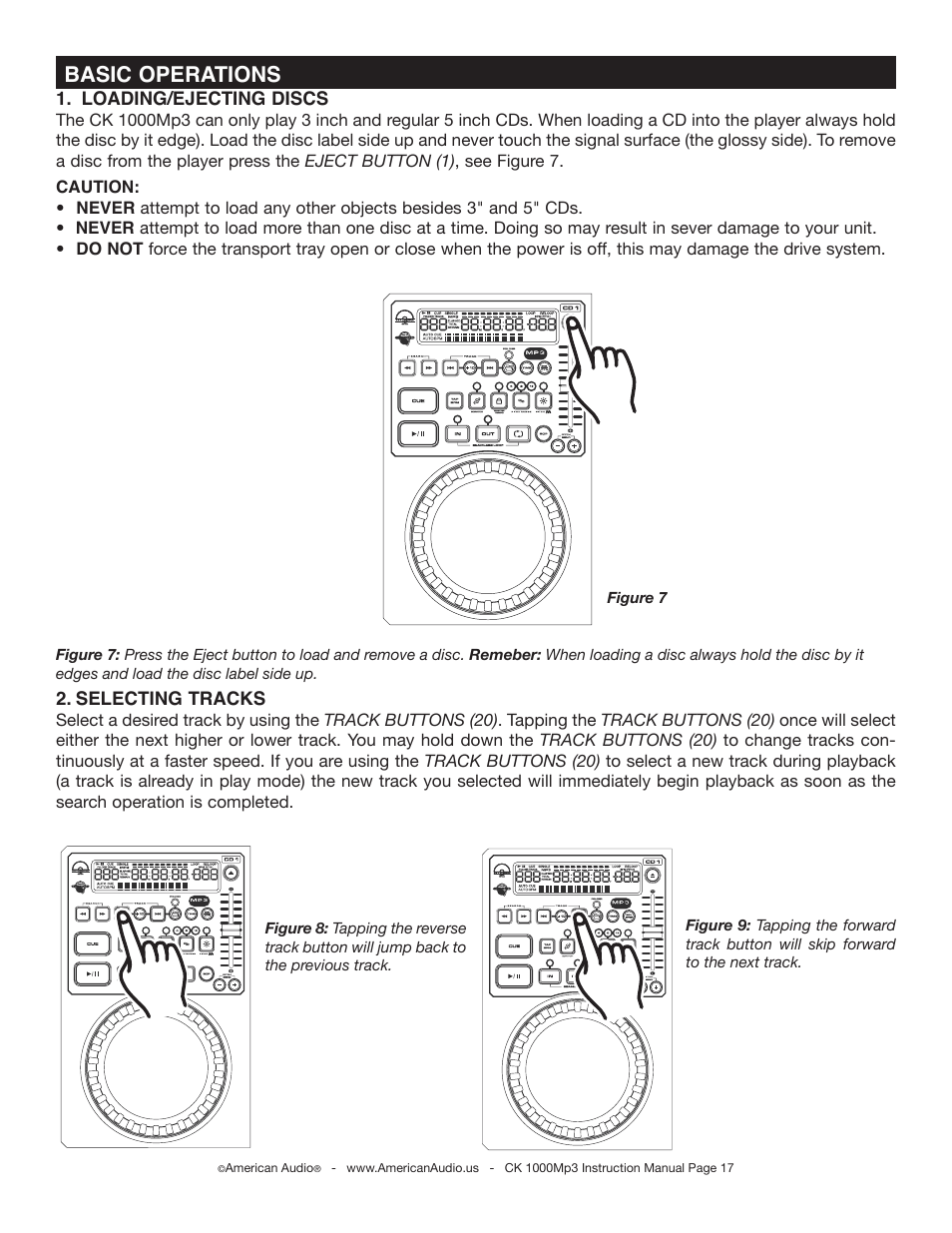 Basic operations | American Audio CK-1000 MP3 User Manual | Page 17 / 34