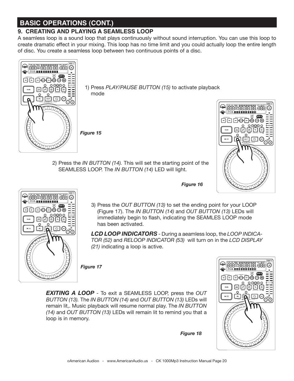 Basic operations (cont.) | American Audio CK-1000 MP3 User Manual | Page 20 / 34