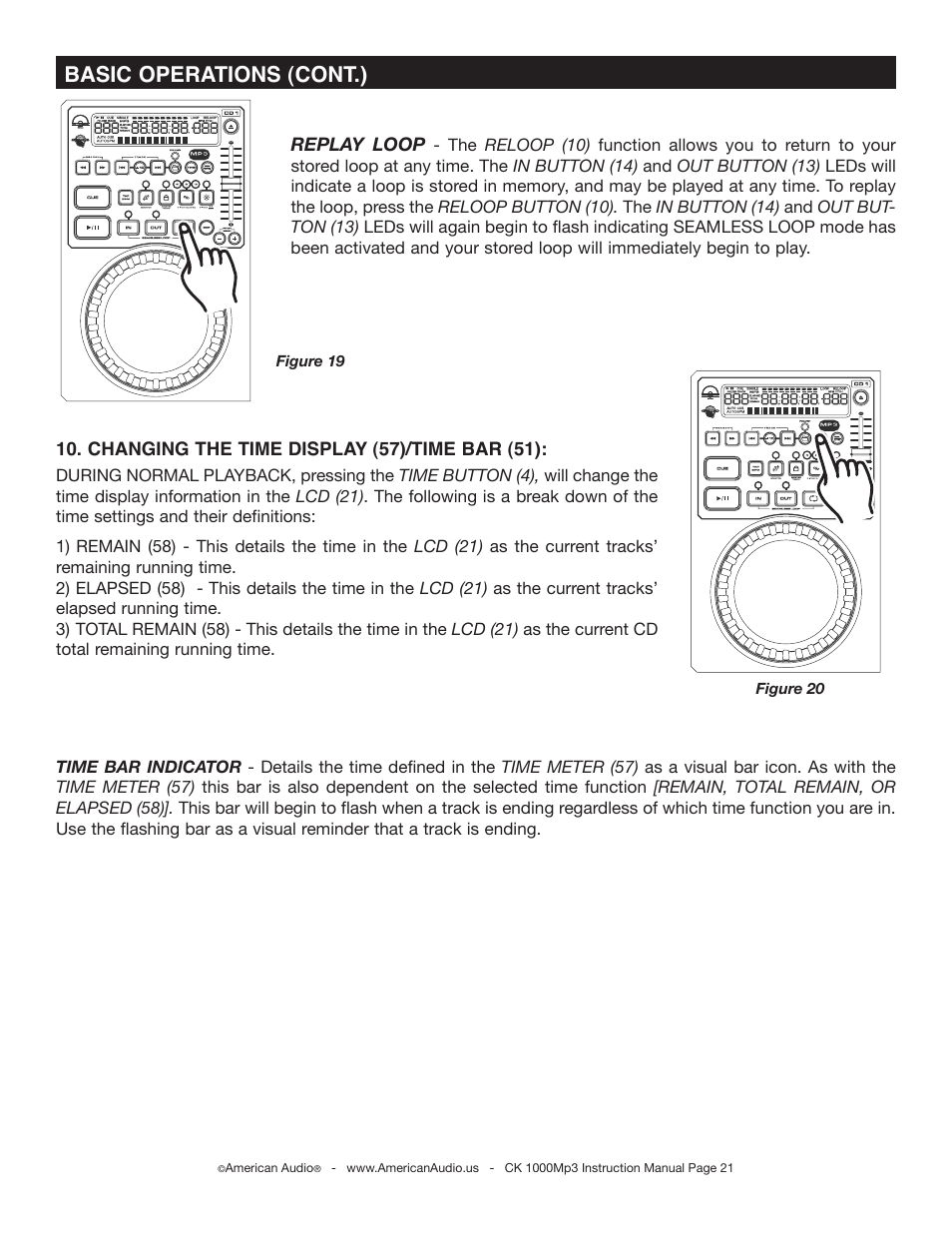 Basic operations (cont.) | American Audio CK-1000 MP3 User Manual | Page 21 / 34